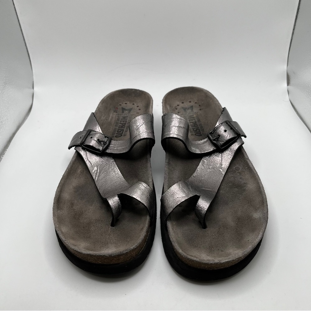 Mephisto Women's Helen Silver Metallic Thong Sandals Size 39 US 8.5 - Picture 2 of 9